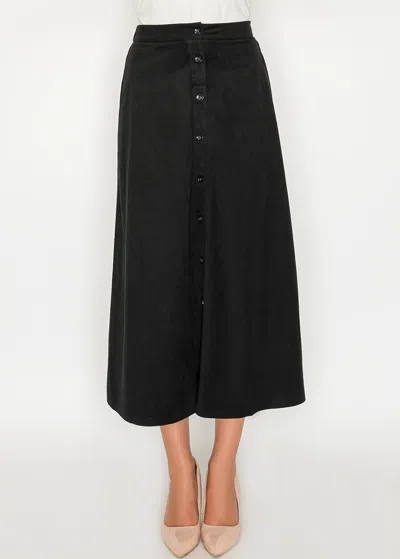 Yal New York Black Midi Skirt With Buttons