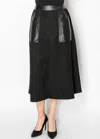 Yal New York Black Midi Skirt With Contrast Detail In Black