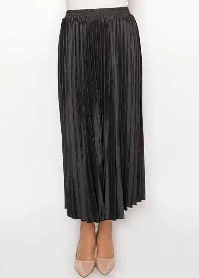 Yal New York Black Pleated Denim Skirt, Elastic Waist In Multi