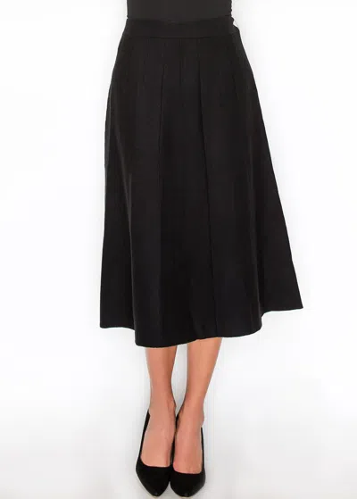 YAL NEW YORK BLACK PLEATED KNIT MIDI SKIRT