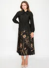 Yal New York Black Pleated Midi Dress With Tie Neckline In Black