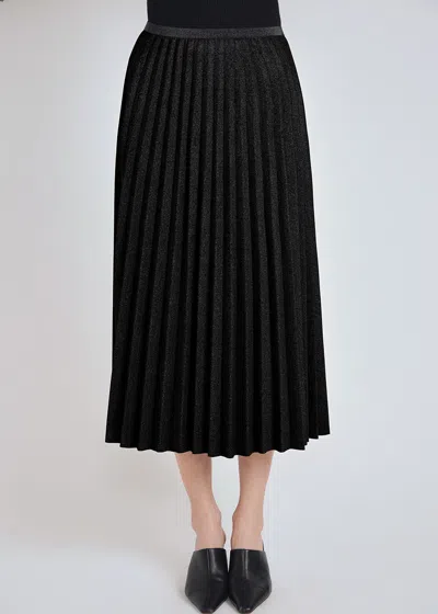 YAL NEW YORK BLACK PLEATED SUEDE MIDI SKIRT