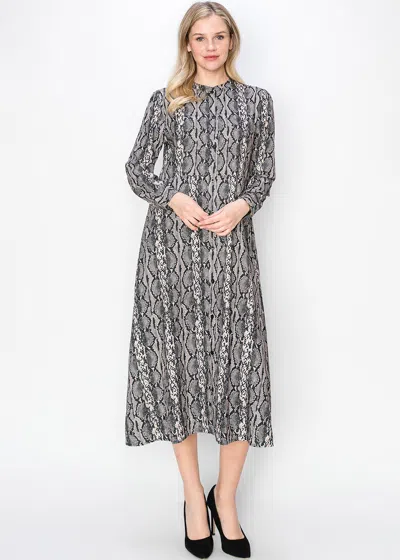 Yal New York Black Serpentine Print Dress