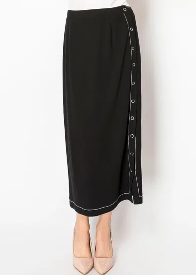 Yal New York Black Skirt With Contrast Stitching & Eyelets