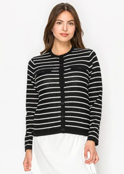 Yal New York Black Striped Knit Cardigan In Multi