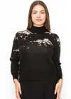 Yal New York Black Sweater With Artistic Cream Accents In Black