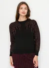 Yal New York Black Sweater With Burgundy Glitter Effect In Black