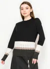 Yal New York Black Sweater With Contrast Rib Knit Hem In Black