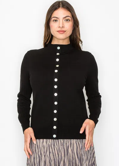 Yal New York Black Sweater With Elegant Button Trim