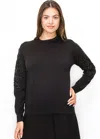 Yal New York Black Sweater With Embellished Sleeves In Black