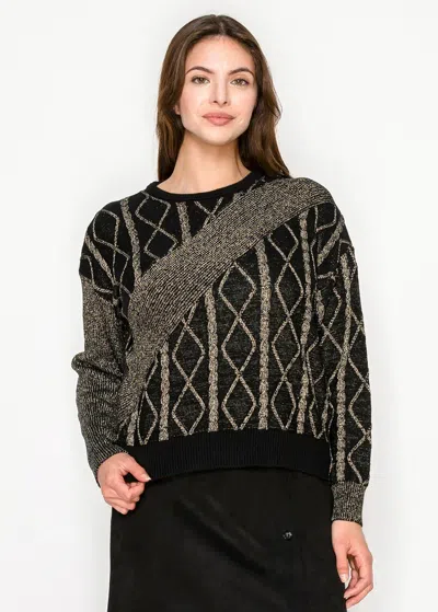 Yal New York Black Sweater With Gold Lurex Detailing