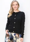 Yal New York Black Textured Button-up Cardigan In Black