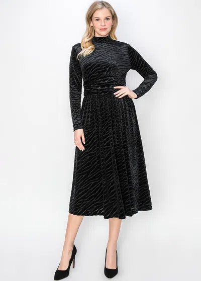 Yal New York Black Velvet Midi Dress