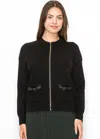 Yal New York Black Zip Cardigan With Pocket Detail In Black