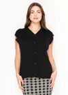 Yal New York Blend Black Vest With Ribbed Texture In Black