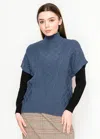 Yal New York Blue Cable Knit Vest In Blue