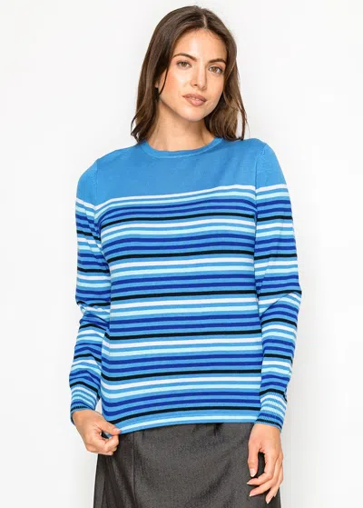 Yal New York Blue Multi-stripe Knit Sweater