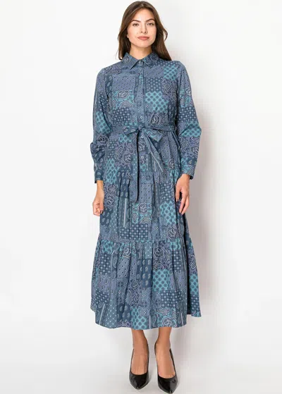 Yal New York Blue Paisley Print Dress