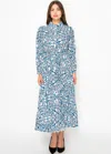 Yal New York Blush Petals Button-down Dress In Blue