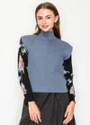 Yal New York Blue Sleeveless Turtleneck Vest In Blue