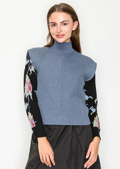 Yal New York Blue Sleeveless Turtleneck Vest