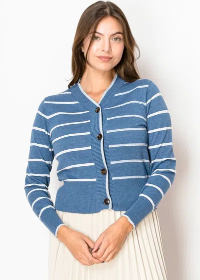 Yal New York Blue Striped Knit Cardigan