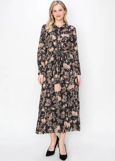 Yal New York Blush & Black Garden Print Dress In Pink