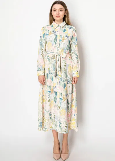 Yal New York Blush Petals Button-down Dress In Purple