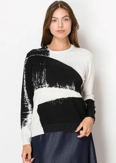 Yal New York Bold Brushstroke Sweater In Black