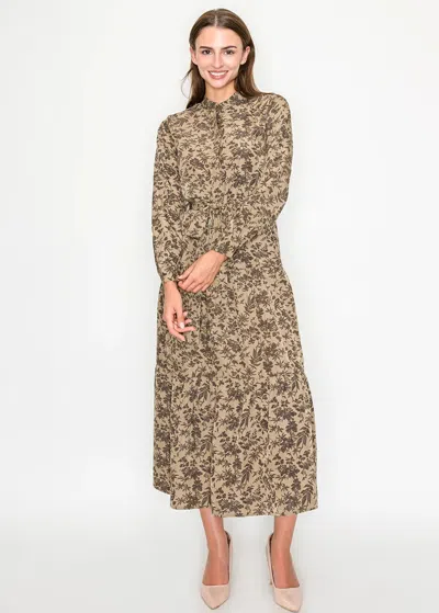 Yal New York Brown Floral Dress In Multi