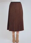 Yal New York Brown Pleated Suede Midi Skirt In Multi
