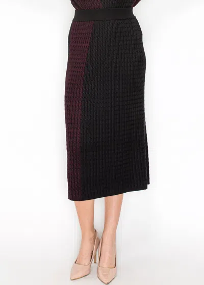 Yal New York Burgundy And Black Cable Knit Contrast Skirt In Multi