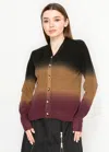 Yal New York Burgundy And Black Ombre Button Cardigan In Multi