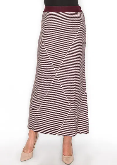 Yal New York Burgundy & White Patterned Maxi Skirt In Multi