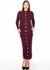 Yal New York Burgundy Cable Knit Button-down Dress In Multi