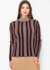 Yal New York Burgundy Glow Stripe Knit Sweater In Multi