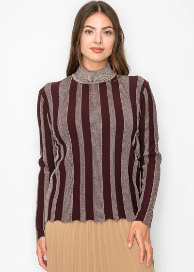 Yal New York Burgundy Glow Stripe Knit Sweater In Multi