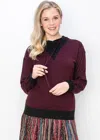 Yal New York Burgundy Knit Hoodie With Black Accent In Multi