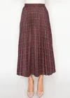 Yal New York Burgundy Plaid Midi Skirt In Multi