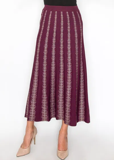 Yal New York Burgundy Skirt With Metallic Stripe Details In Multi