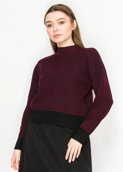 Yal New York Burgundy Sweater With Ribbed Trim