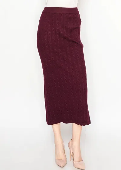 Yal New York Burgundy Textured Knit Midi Skirt In Red