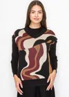 Yal New York Burgundy Wave V-neck Vest In Multi