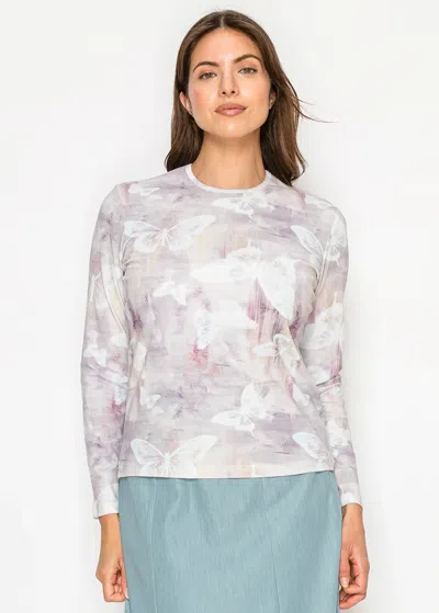 Yal New York Butterfly Print Long Sleeve Tee In Purple In Multi