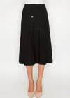 Yal New York Button-front Black Pleated Knit Skirt In Black