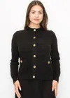 Yal New York Buttoned Black Knit Cardigan With Pockets In Black