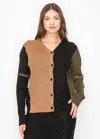 Yal New York Camel And Black Colorblock Cardigan In Green
