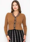 Yal New York Camel Button-up Ribbed Cardigan In Brown