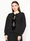 Yal New York Cardigan With Velvet Bows - Black In Black