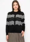 Yal New York Chevron Charm Knit Cardigan In Black
